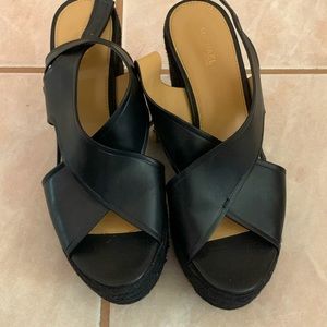 Michael Michael Kors black leather espadrilles